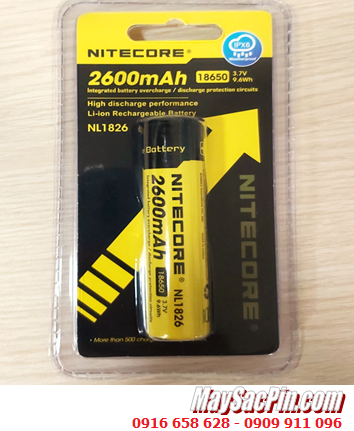 Nitecore NL1826; Pin sạc 18650 lithium 3.7v Nitecore NL1826 (2600mAh Nội trở 9.6Wh) chính hãng